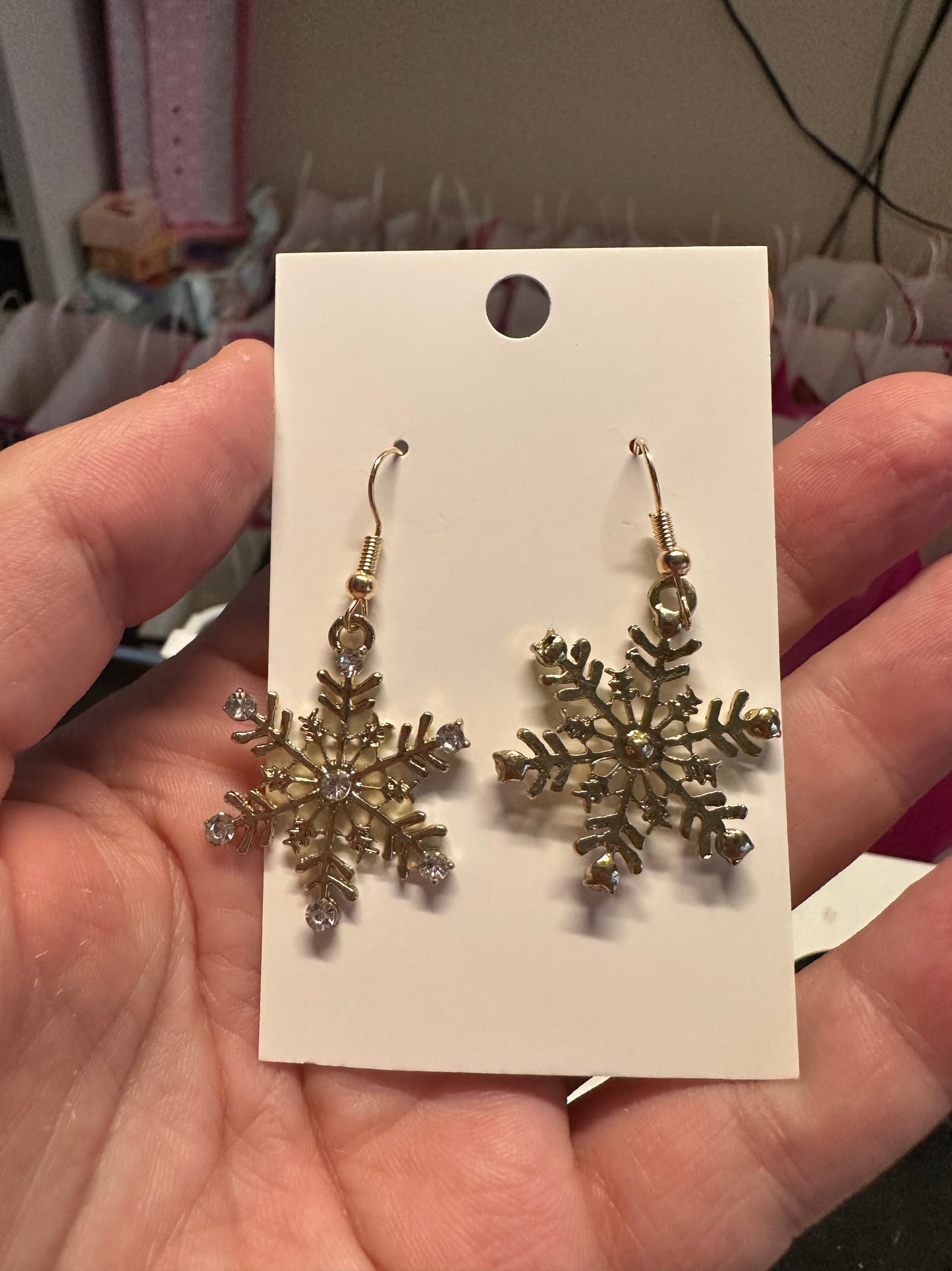 Spinning Snowflake Necklace and Regular Snowflake Earrings