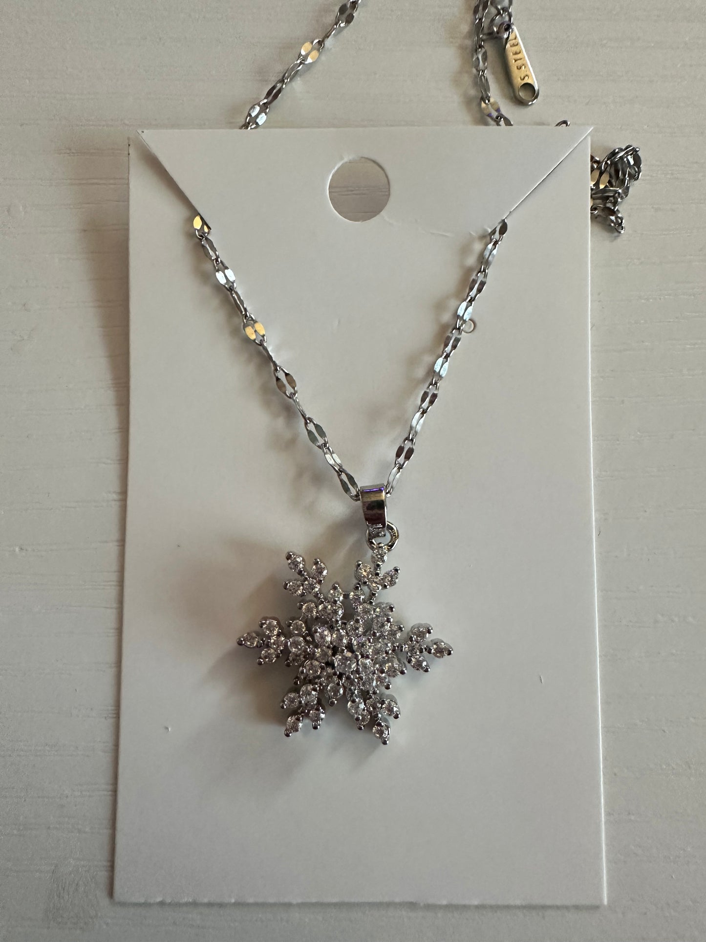 Spinning Snowflake Necklace and Regular Snowflake Earrings