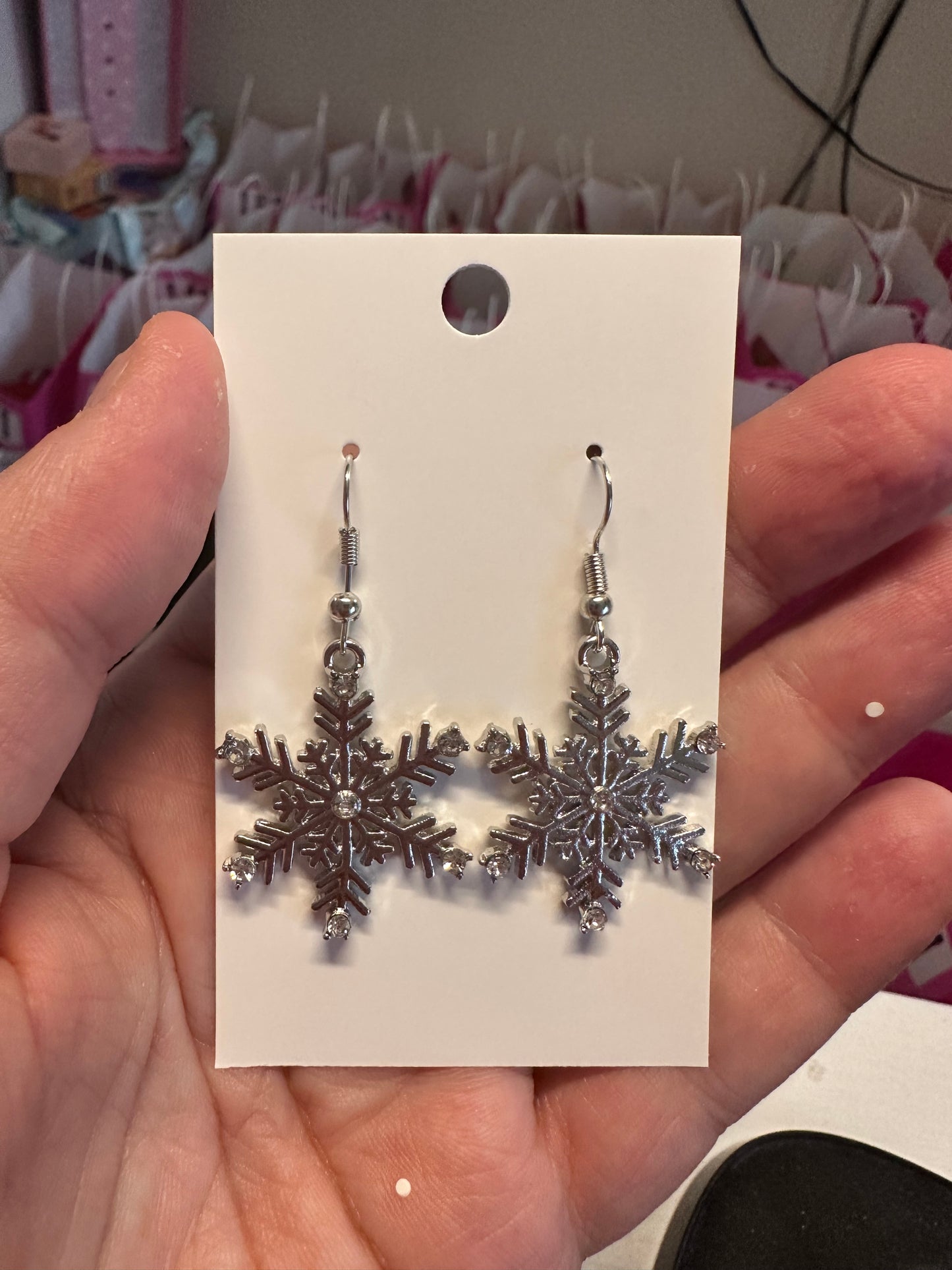 Spinning Snowflake Necklace and Regular Snowflake Earrings